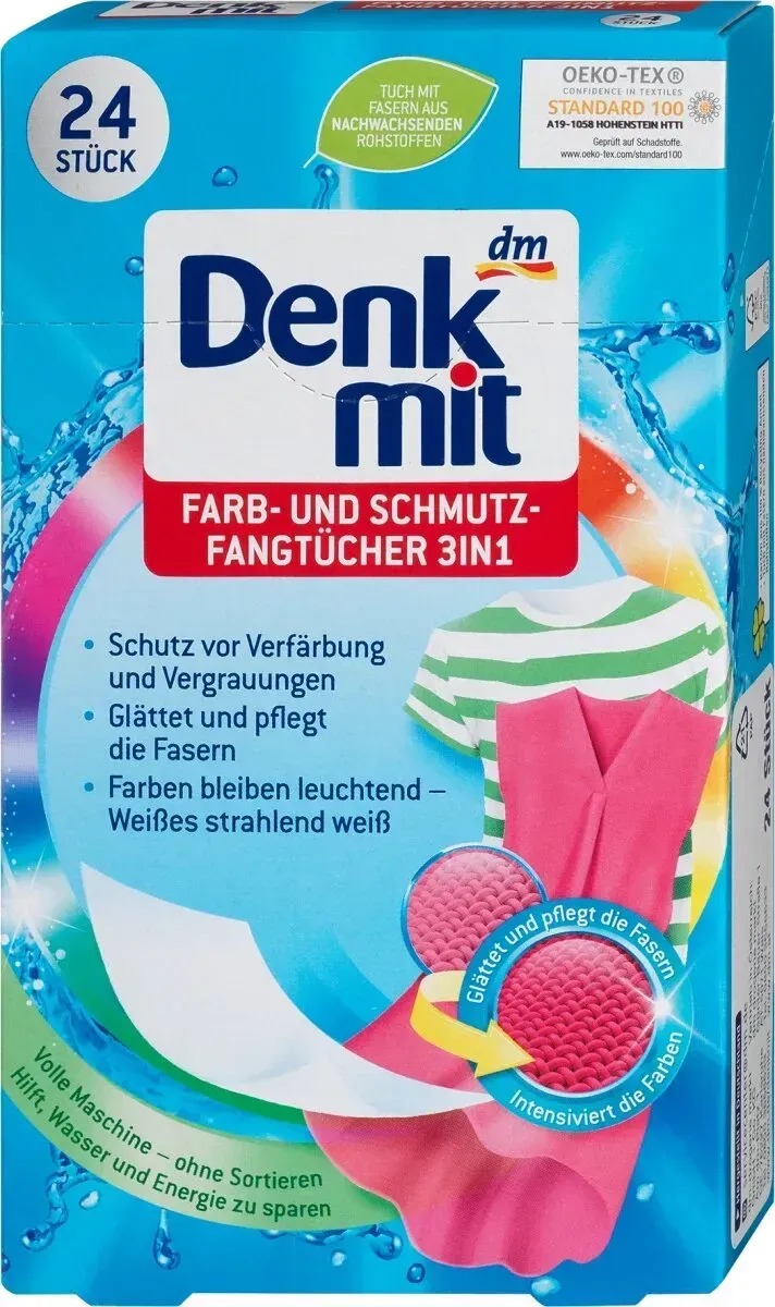 Абсорбуючі серветки для прання кольорових речей Denkmit, 24 шт.00