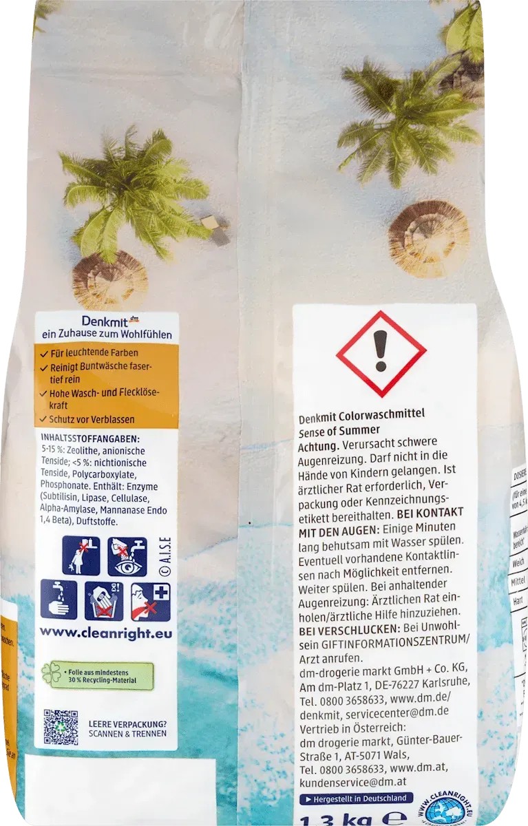 Пральний порошок для кольорової білизни Denkmit Відчуття літа, 1.35 кг11