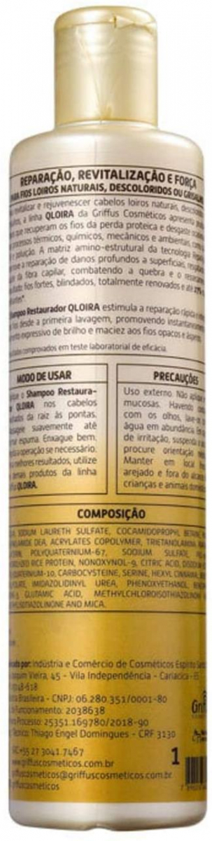 Griffus Shampoo Restaurador com Filtro Solar Qloira БЛОНД 11